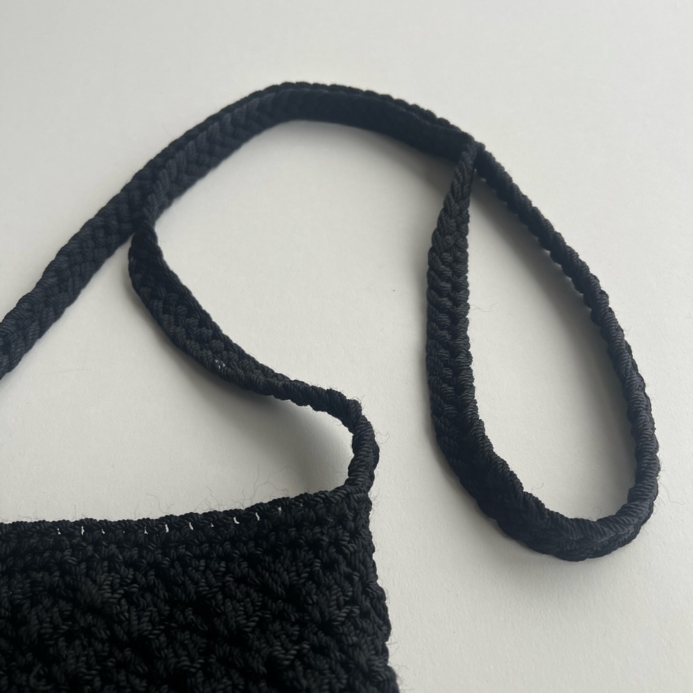 LE SAC black Crochet mini pp pop Crossbody Bag 6” x 7”